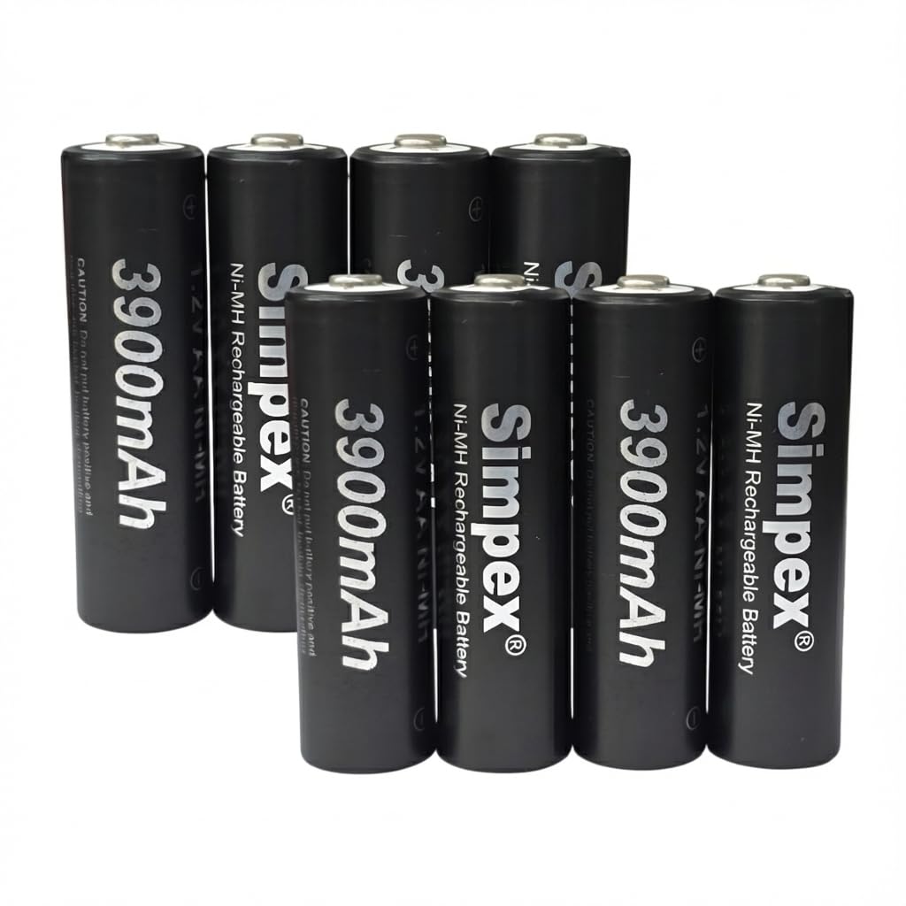 Simpexs 3900mAh High Power Ni-MH AA Ready to Use Rechargeable Battery with Quick Charging and Low Self Discharge, Can Charge up to 1000 Times (Black, 3900mAh-Pack of 8)-image-27