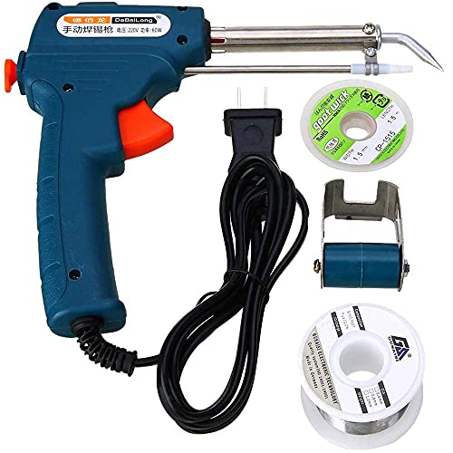 Image of Diy Crafts CT-DIY-HI-37471 220v 60w Automatic Send Tin Electric Soldering Iron Wedling Gun Rework Station Complete Kit Extra, Pack of 3 Set (Green)