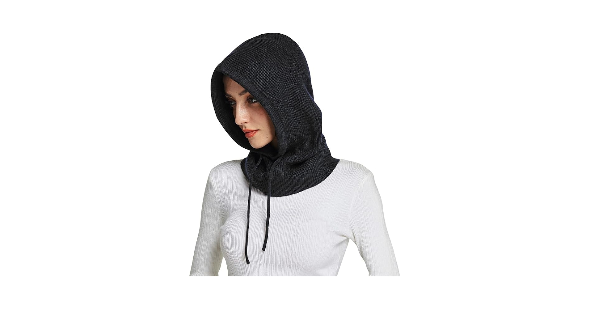 Margarines hooded scarf マフラー black Black Hooded Scarf, Turtleneck Hoodie, Knit Balaclava