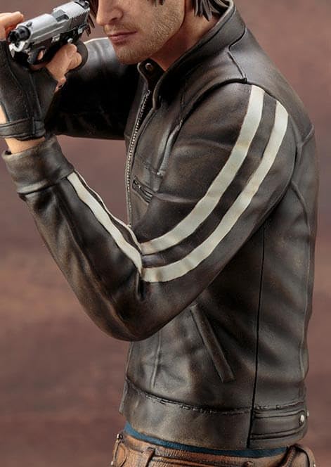 Men's Resident Leon S Kennedy Evil Vendetta Genuine Leather Black Biker Motorcycle Leather Jacket3