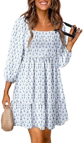 Dokotoo Fall Dresses for Women 2025 Boho Floral Square Neck Smock...