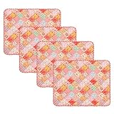 Patchwork Quilted Placemats Set of 6, 12X16 Inches Reversible Washable Placemats for Kitchen Table, Rectangular Placemat (4, Patchwork Quilted Placemats)