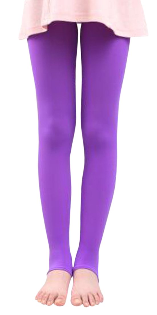 BaiX Little Girls' Solid Opaque Stirrup Tights Dance Leggings Panty-hose