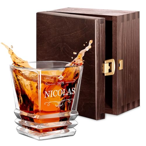 Maverton Verre a Whisky avec Gravure pour Lui - Avec Motif Géométrique - Verre personnalisé au Design Unique - Cadeau Homme - Souvenir Anniversaire Homme - Cadeau Personnalisé - Couronne