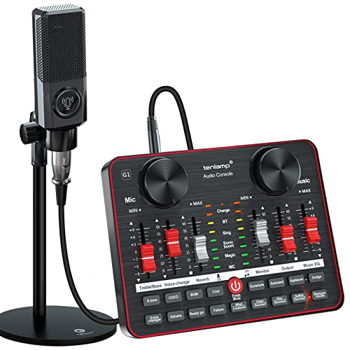image for USB Audio Interface with Mixer and Sound Card, tenlamp G1 Sound Mixer 