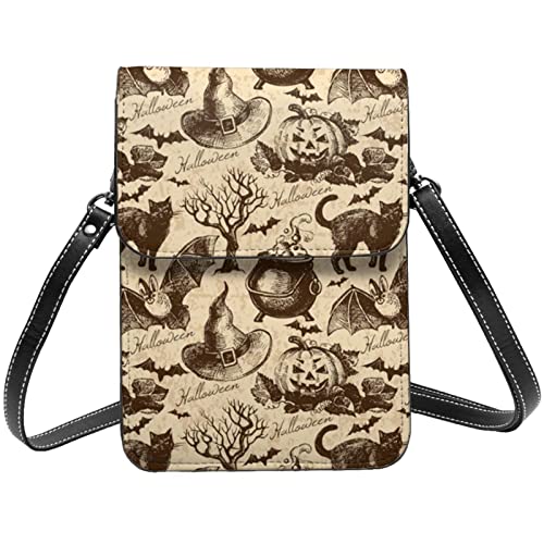 Sac à bandoulière pour téléphone en cuir noir - Pochette compacte femmes et filles
