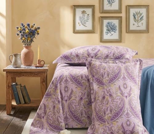 Image of FRESH FROM LOOM Skin-Friendly 240 TC Cotton King Bedsheet - Ideal for Sensitive Skin Breathable 240 TC Pure Cotton King Flat Bedsheet - Hypoallergenic Bedding Set, Purple, Size- 108x108 inch