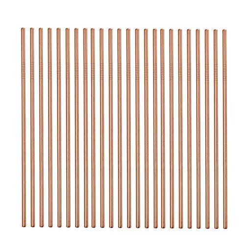 Rose Gold Straws 50Pcs in Bulk,Sunwinc 8.5Inch 215mm Long Reusable Metal Straw Wholesale Price For 20oz Tumblers Yeti Cups Travel Mugs,Eco-Friendly Dishwasher Safe (All straight 50pcs -Rose Gold 8.5 )