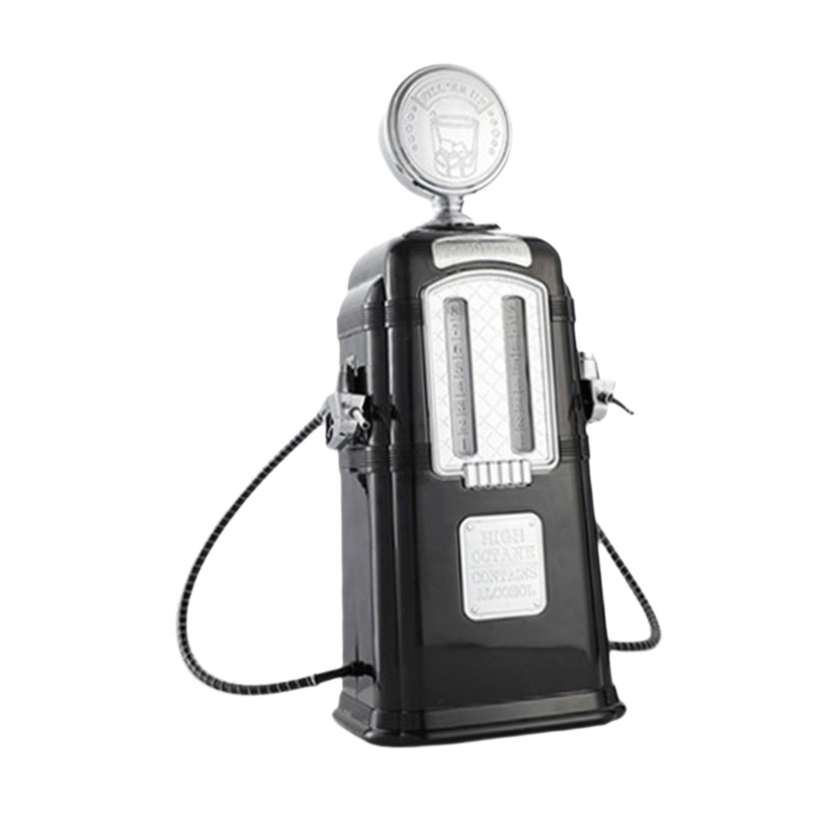 Pump Liquor Dispenser Mini Bier Getränkespender Alkohol Zapfanlage Gasstation Retro Design Aus Stabilem Pp für Hausbar Feiern Partys Männerzimmer, Schwarz