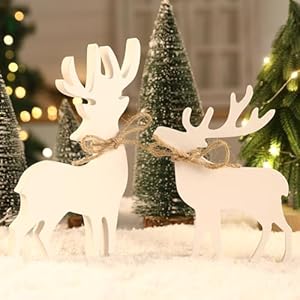 Christmas decorations 2pcs wooden reindeer sign christmas decorations for home shelf mantel table windowsill party decor  urban country home decor
