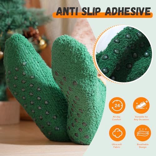 jeuhut Fuzzy Socks for Women 6 Pairs Slipper Socks Winter Soft Hospital Fluffy Socks Gifts for Womens Gifts4