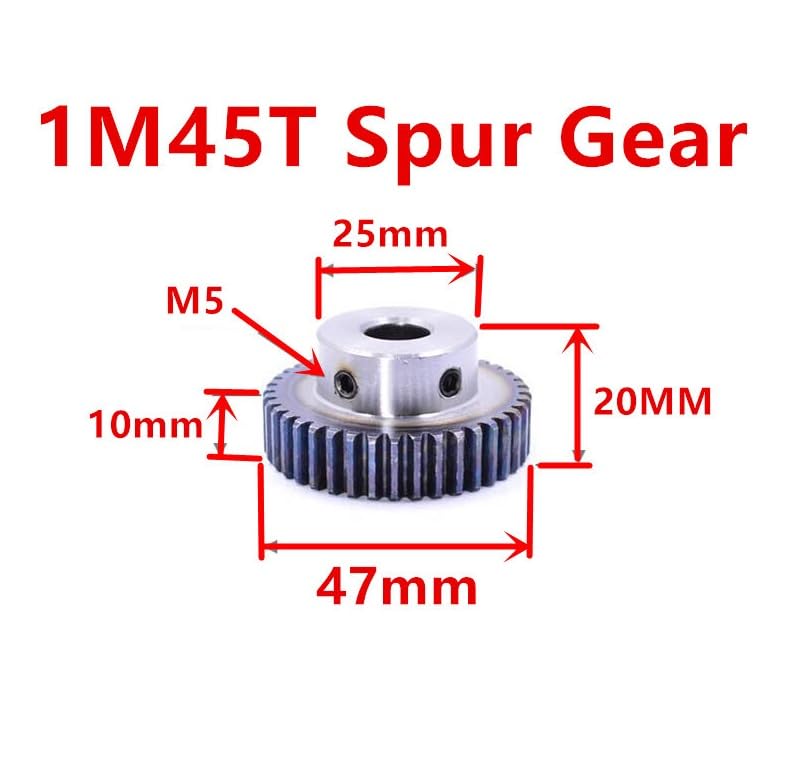 Bevel Gear Pinion Hardware Mechanical 1 Modulus Gear Rack Steel 20 * 20 * 500mm + 45teeth Pinion Bore Hole 6/8/10/12mm Steel #45 Gear Metal Gear(6mm 45T)