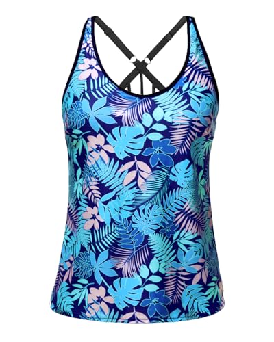 Image of Yonique Womens Tankini Top Only Athletic Swim Top Modest Tankini Swimsuit No Bottom