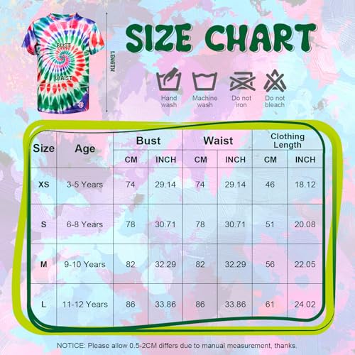 Image of Boys Tie Dye Shirts 3-12 Years Hippies Crewneck Kids Short Sleeve Tee | Boys Tie Dye Shirts