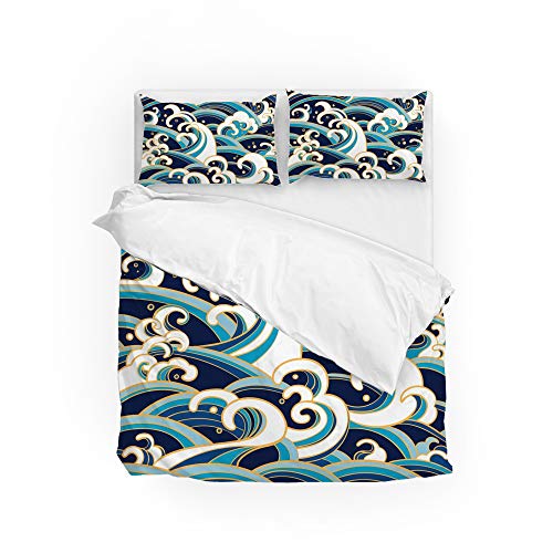Parure de lit en polyester ultra doux et durable motif vagues - 2