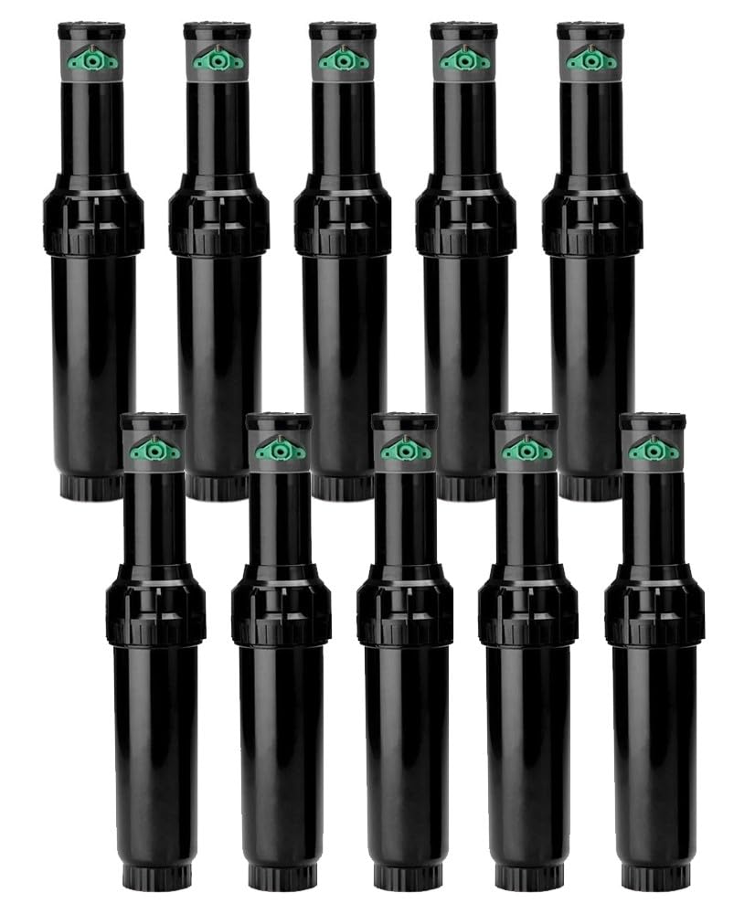 Suinga K-Rain ProSport Rasensprenger, 10 Stück, Reichweite 13 bis 23 m, Turbinen-Sprinkler mit einstellbarem Winkel, sektoral und kreisförmig, Bogenspeicher, Druck von 2,8 bis 6,2 bar