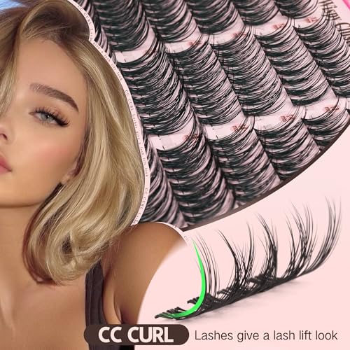Image of Wispy Natural Lash Clusters CC Curl DIY Cluster Eyelash Extensions for Clean Makeup, Individual False Eyelashes Cat Eye Lash Clusters