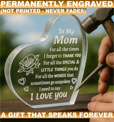 Image of Gifzy Gifts for Mom, Mum Birthday Gift, I Love You Mom Gifts - Mother Acrylic Keepsake - Best Christmas Mother Day Gift for Mum from Daughter Son