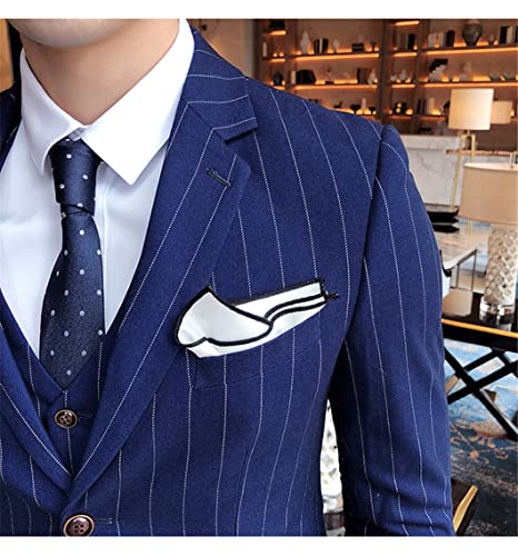 Men's Striped Wedding Casual Tuxedo British Slim Suit 3Pcs Business Social Club Suit2