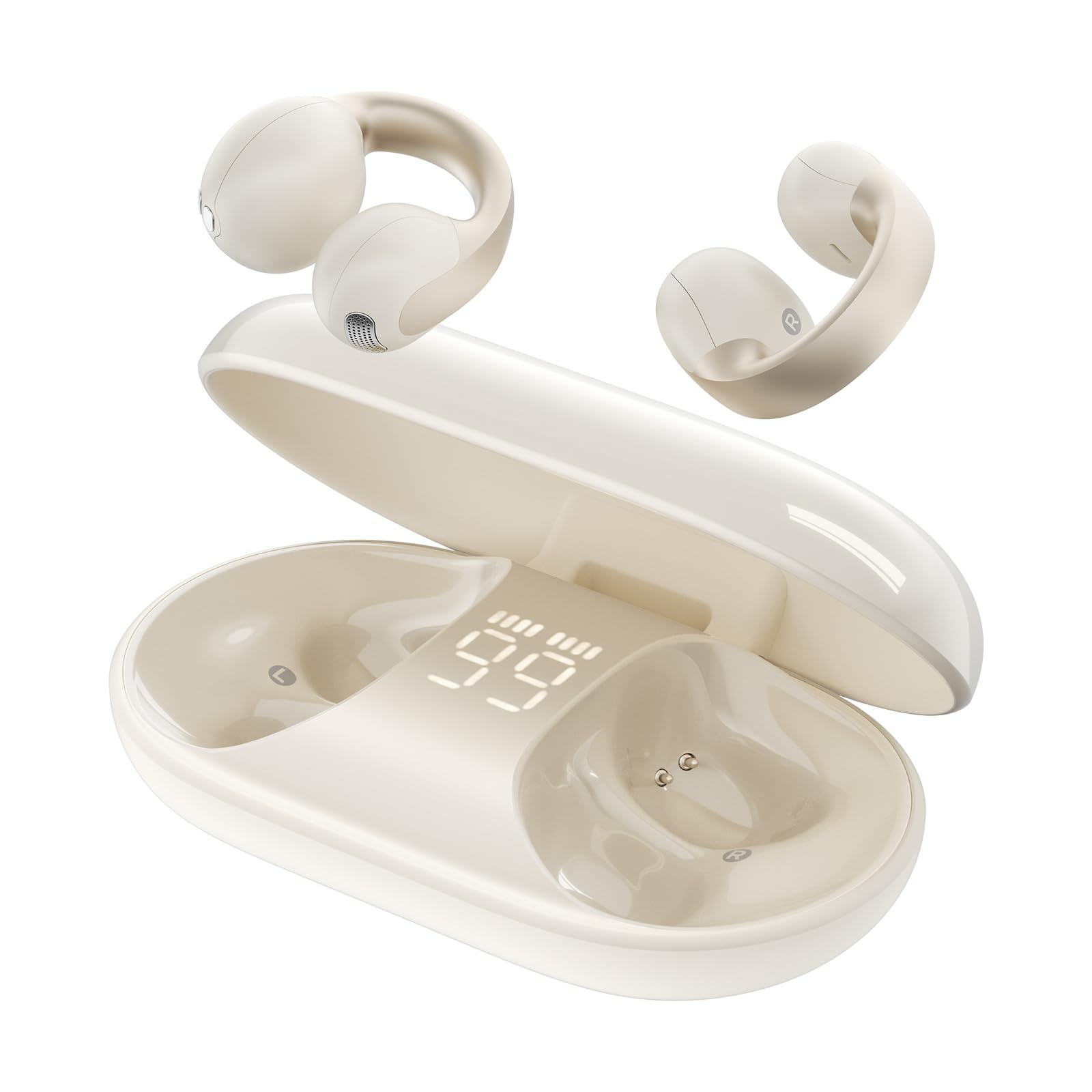 TALIX Open Ear Clip-On Wireless Bluetooth 6.0 Earbuds X7, White