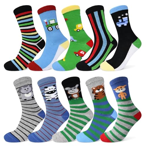 TUUHAW Calcetines Niño 27-30 Algodón Divertidos Calcetines Graciosos Rayas Calcetine Animales Calcetines Futbol Niño Multicolor