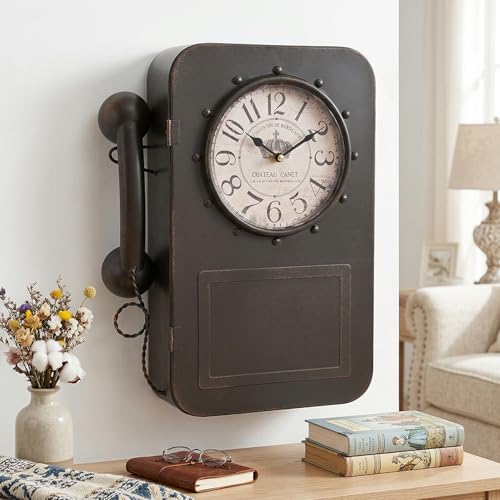 Reloj de Pared Vintage Teléfono con Almacenaje Oculto 15.2" miniatura 1