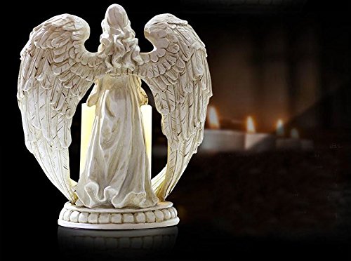 Kiaotime 9" Praying Angel Figurine Wings Angel Flamless Led Candle With 6H Timer Angel Statue Sculpture Decorative Home Wedding Christmas Church Baptism Angel Collection Figurine,Sympathy Gift #TOP4