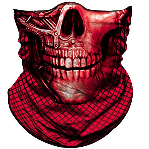 Obacle Skull Face Mask Half for Dust Wind Sun Protection Seamless 3D Tube Mask Bandana for Men Women Durable Thin Breathable Skeleton Mask Motorcycle Riding Biker Fishing Cycling Sports Festival