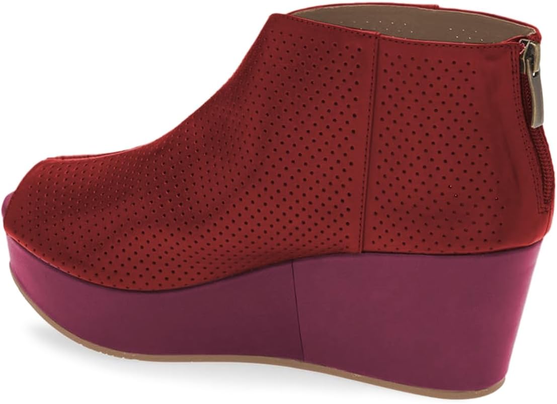 FOWT Women Peep Open Toe Platform Wedge High Heel Ankle Boots Cutout Back Zipper Fashion Daily Booties Size 4-16 US