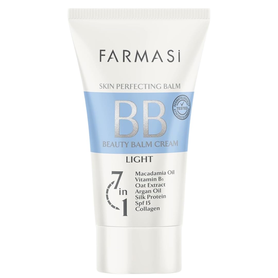 FARMASi BB Cream Beauty Balm, Tinted Moisturizer with SPF 15, Lightweight Matte Finish, Buildable Coverage Face Makeup, 1.7 fl oz, 01 Light