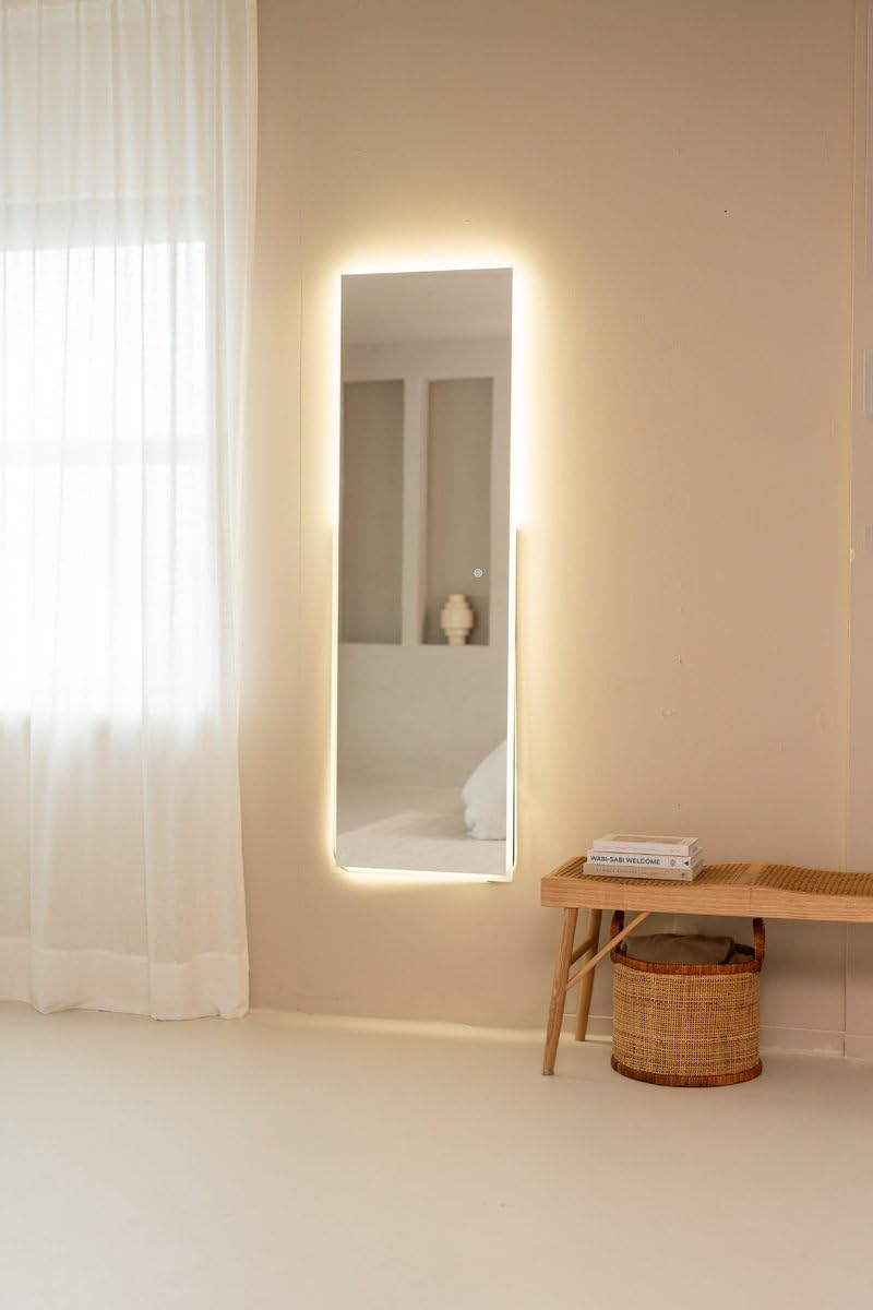 Wandspiegel 122 x 35 cm, grote spiegel met zwart frame, full