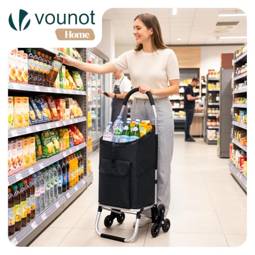 VOUNOT® Aluminium Einkaufstrolley Treppensteiger, Trolly Einkaufswagen Klappbar, Hackenporsche mit...