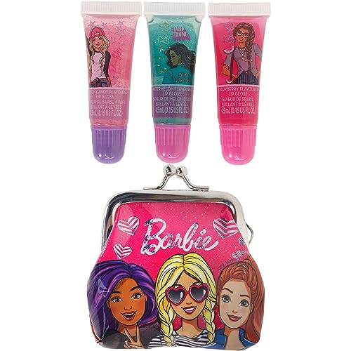 Townley Girl BB0107GA Barbie Coin Purse And Plant-Based Lip Gloss Set, Cute Pouch Wallet Small Money Bag Toy thumb #1