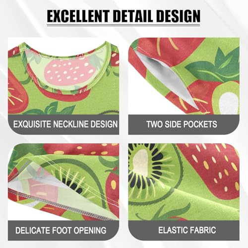 ALAZA Kiwis Strawberry Green Pajamas Short Sleeve 2 Piece Sleepwear Top and Bottom Pajama Set Unisex4
