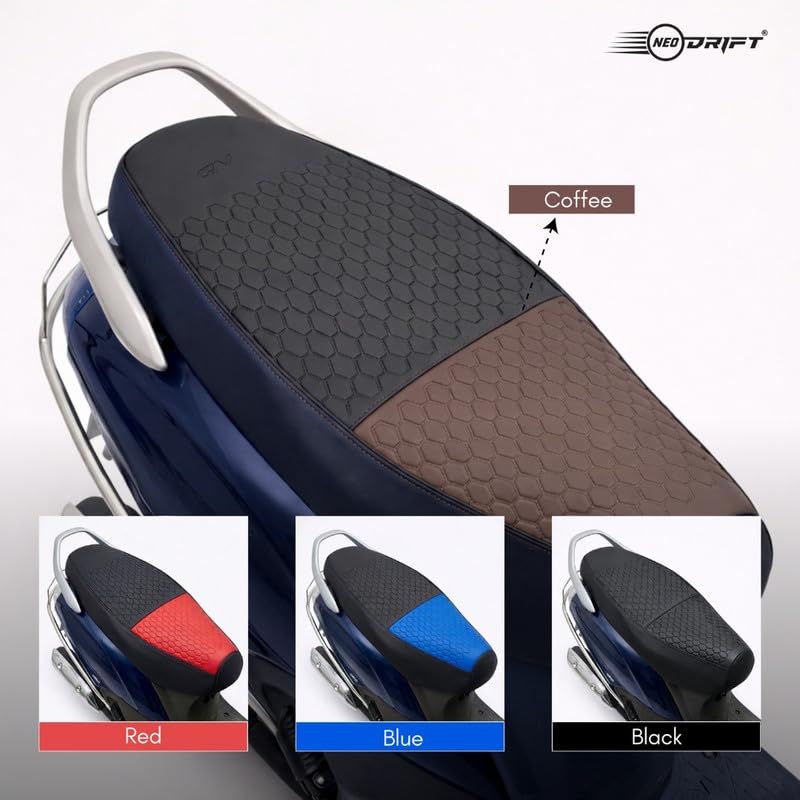 Image of Neodrift Premium Scooty Seat Cover - Suzuki Access 125 | Coffee+Black | Anti-Slip & Shock-Absorbing Design | Water-Resistant Fit | Strip Cushioning | Professional Fit | Nappa Art Leather