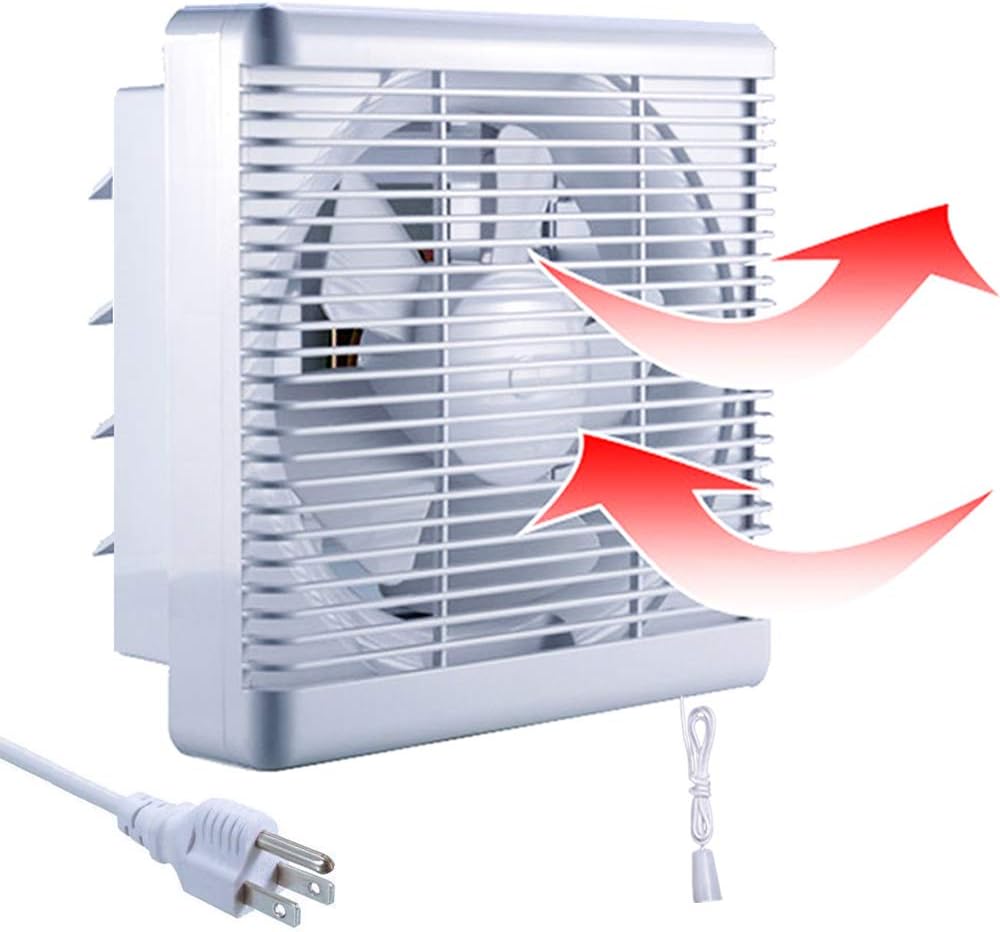 SAILFLO 10 Inch Window Shutter Exhaust Fan,11.6 x 11.6 Inch Cutout, 406CFM 35W Wall-Mounted Ventilation Air Intake Extractor for Bathroom Home