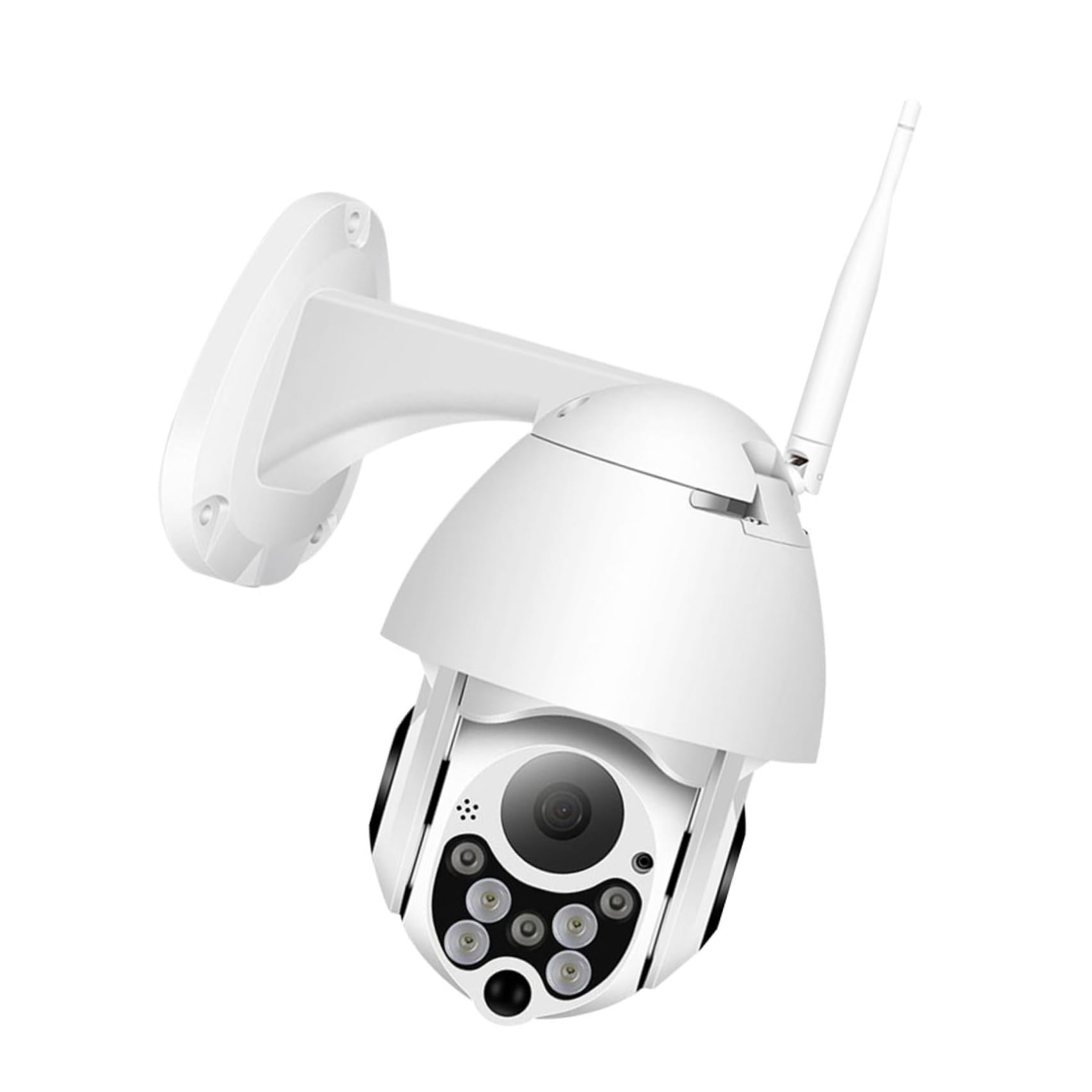 Veemoon Telecamera di Sicurezza Esterna Wifi, Videocamera Dome in Plastica Bianca, Zoom Digitale 4x, per Sorveglianza Casa e Animali