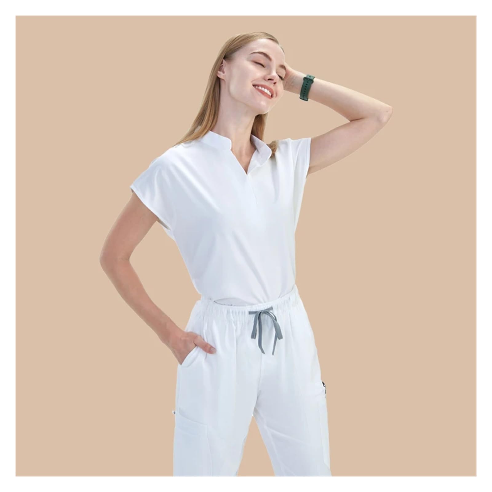 Uniforme Enfermera Uniformes de Hospital, Conjunto Uniforme médico con Cuello mandarín, pantalón Deportivo, Ropa Trabajo for Mujer, Trajes Suaves enfermería for clínica Veterinaria