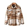 Womens-Casual-Flannel-Wool-Blend-Plaid-Lapel-Button-Down-Long-Sleeve-Shacket-Jacket-Coat-Winter-Loose-Oversize-Shirts BOUTIKOME Womens Plaid Shacket Button Down Long Sleeve Shirt Coat Fall Winter Flannel Jacket Loose Shirts(Khaki, Medium)