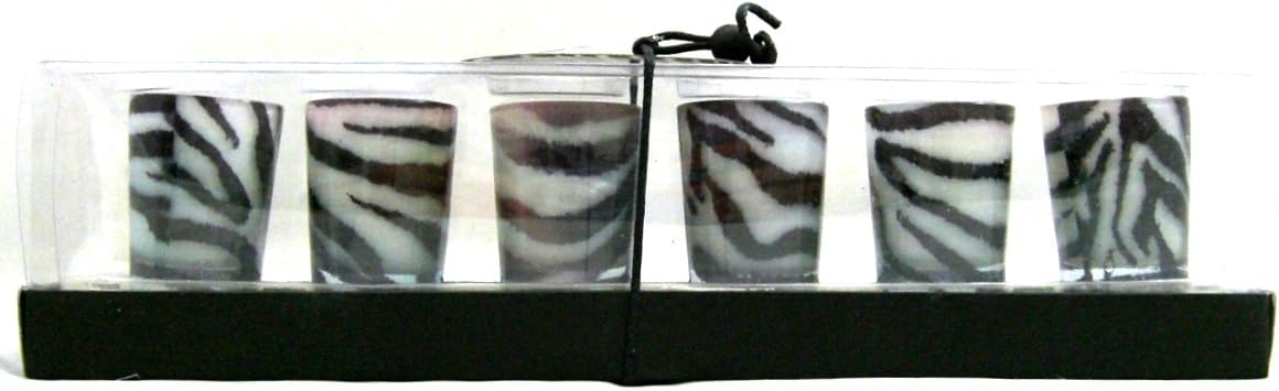 Arts Craft Zebra Print Glass Candle, Set of 6