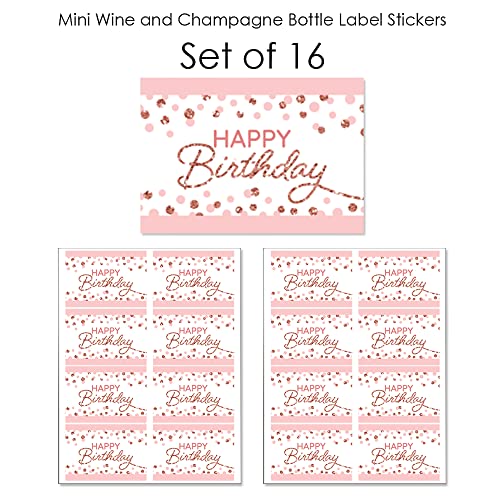 Calcomanías para botellas de vino de cumpleaños, etiquetas rosa y oro rosa para fiestas 5