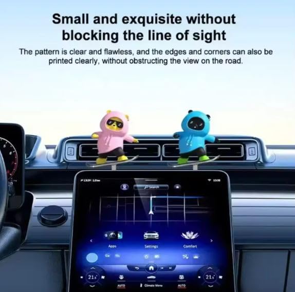 CLOUDSALE Car Skateboard Sliding Teddy Ornaments Cute Car Interior Deshboard Decorations for Car, Office, Home (Pink). 4