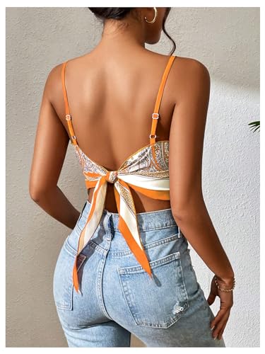 SOLY HUX Women's Paisley Print Bandana Hem Cami Top Spaghetti Strap Tie Back Summer Tops2