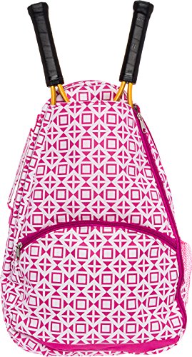 LISH Deuce Tennis Racket Backpack - Women's Geometric Square Printed Tennis Racquet Holder