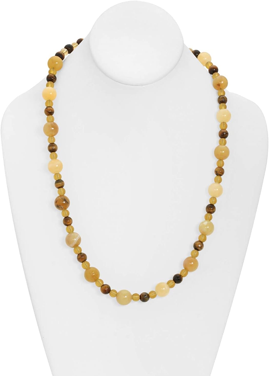 Gemstone Necklace Handmade One of a kind Yellow Calcite, Tigers Eye and Citrine Gemstone Necklace Art Jewelry