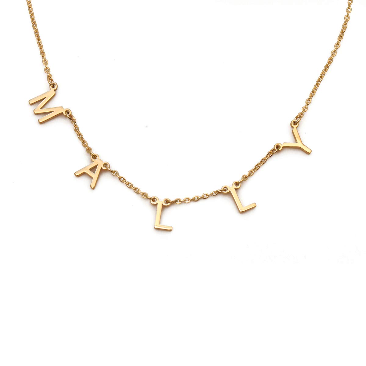 GR859C Personalized Space Name Necklace Initial Letter Pendant Necklace Bridesmaid Jewelry