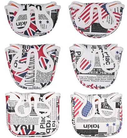 パターカバー ゴルフヘッドカバー マレット用 レッド小型 磁石タイプ開閉 オデッセイ2ボール テーラーメイド スパイダーパター センターシャフトに適合 イギリス アメリカ (センターシャフト イギリス 小型)