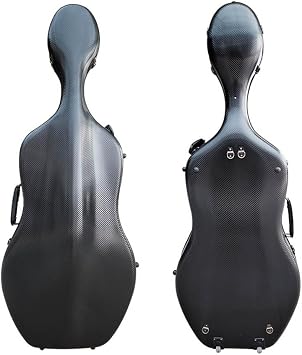 Vetimobato Ultra-Lightweight Braided Carbon Fiber Cello Case 4/4 Full Size Hard Shell with Wheels,Backpack Straps,Bow Holders ca. 3.6kg Black