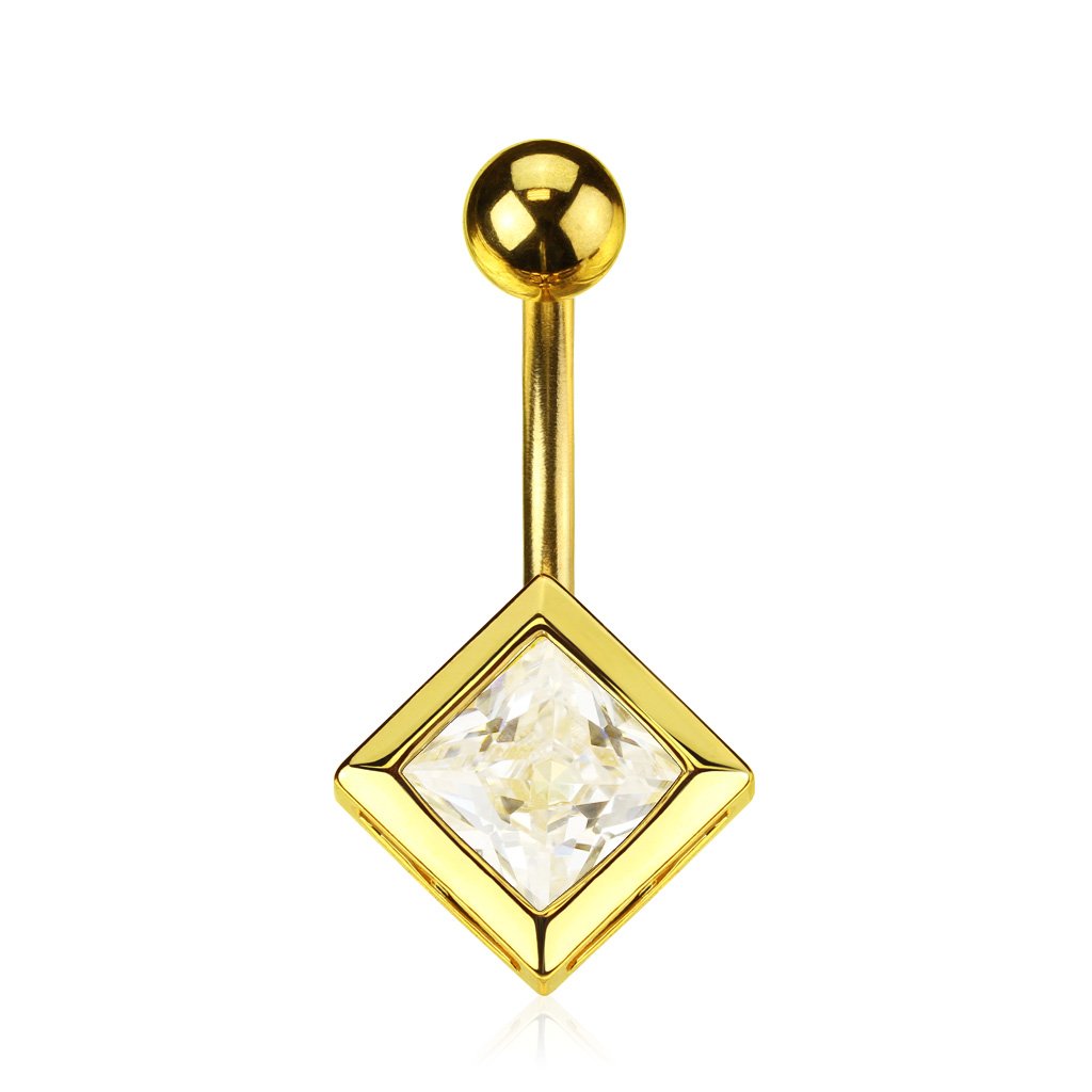 Paula & FritzPiercing para el ombligo de acero inoxidable quirúrgico 316L, oro con circonita, banana, piercing para el ombligo, brillante