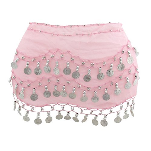 Century Martial Arts Belly Dance Bauchtanztuch Hüfttuch Tanztuch (rosa-Silber)